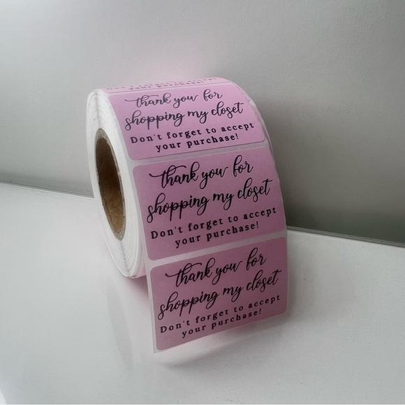 Thank You for shopping my closet 2" Stickers labels (100 roll ) NWT - Picture 3 of 7